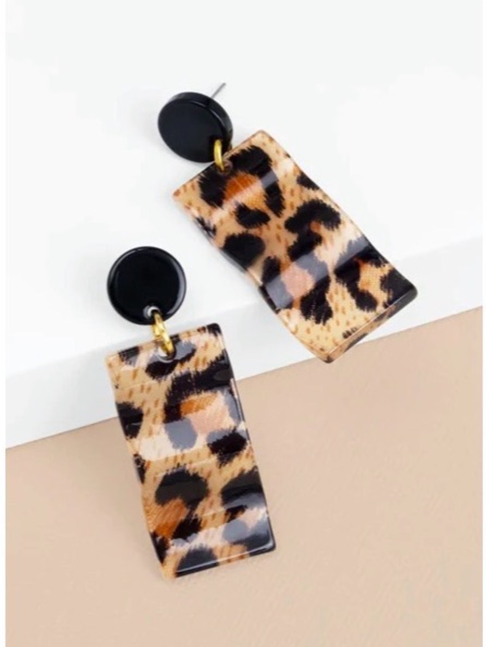 ZENZII - Leopard Print Drop Earrings - Black and Tan